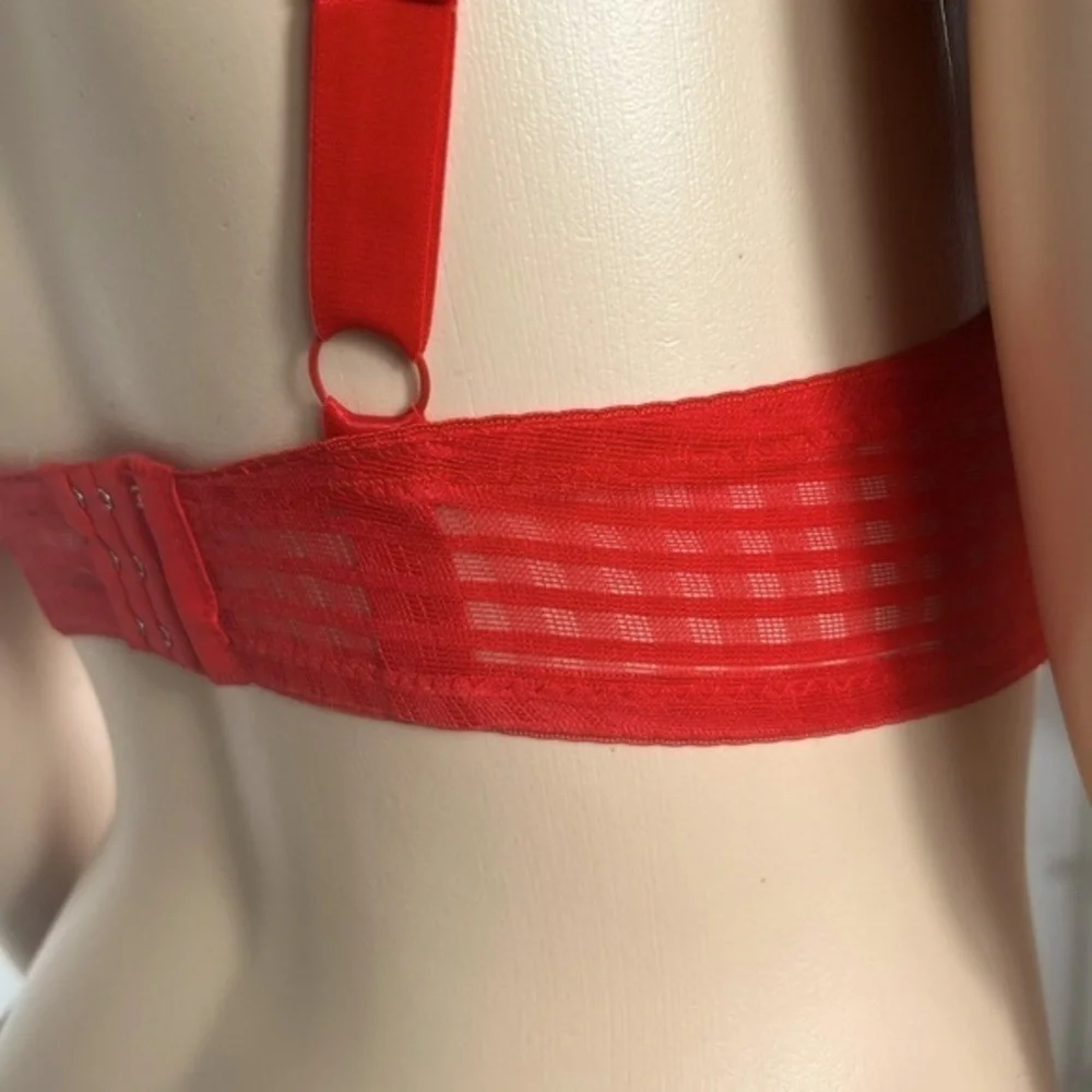 Youmita Lightly Padded Underwire Plus Size Balcony Bra Flame Red 42DD